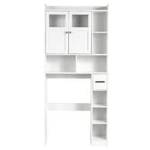 Ktaxon Over Toilet Bathroom Storage Cabinet  With 2 & 3 Storage Shelves Space Saver, White - White - 31.49'' W - View 11