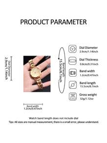 1pc Graduation Digital Small Disc Girls Steel Strap Watch And 1pc Bracelet Jewelry Set For Ladies - Gold - View 4