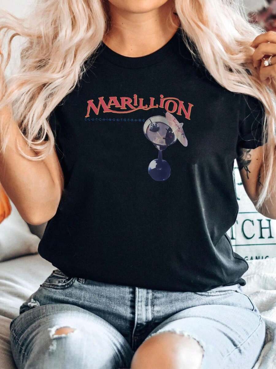 100% Cotton Remake 80s Marillion British Rock Band 1987 Tshirt S-4XL TE6756 Designer Clothes Stretched Streetwear Breathable Top For Everyday Wear Print Round Neck Short Sleeve Versatile Slightly Unisex Casual Graphic Soft For Women Comfortable Homme Stylish Fashion Summer - màu đen - Xem 1