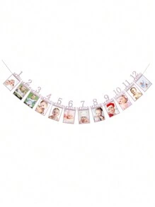 12pcs 1 Year Old Baby Birthday Photo Props Banner For 1st Birthday Party Decoration