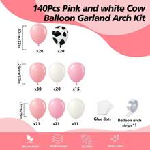 طقم أقواس البالونات بشكل بقرة - بالونات التكس بقرة وردية فاتحة بأحجام مختلفة لأقواس البالونات لاحتفال عيد ميلاد البنات بموضوع قرية مزرعة الغرب المطبوع عليه صور البقرة، ديكورات وإمدادات حفل