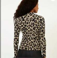 Basic Visco Lycra Turtleneck Second Skin Top - Leopard - View 2