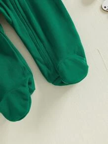 Toddler Baby Christmas Romper Casual Letter Prints Long Sleeve Jumpsuit For Newborn Girl Boy Cute Clothes - 綠色 - 查看 7