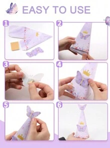 6pcs Beauty Butterfly Theme Triangle Gift Box,12pcs Pink Purple Butterfly Stickers, Butterfly Gift Wrapping Box Birthday Packing Supplies,1st Birthday Babe Shower Gender Reveal Party Decoration Gift Packaging Box - Butterfly - View 7