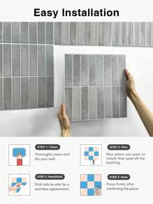 10 Pcs Matte Peel And Stick Tile Backplash, 3D Tile Stickers For Bathroom, 3D Wall Panels Indoor, Kitchen Decor, Modern Wall Decor - Multicolor - View 11