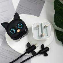 1pc Case Compatible With Apple 20w Charger UK Standard Protective Case Cute Carton Cat Compatible With Iphone 13/14/15/16 Data Cable Protection Cable Protector, Charger Protector