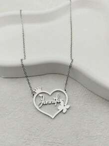 Modny, spersonalizowany, wieloelementowy wzór miłości z motylem w koronie, spersonalizowany naszyjnik ze stali nierdzewnej z angielskim imieniem, modny i wszechstronny przedmiot mody, odpowiedni do codziennych podróży i akcesoriów na bankiety i przyjęcia modnych ludzi, walentynki