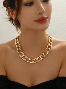 1pc European And American Style Punk Exaggerated Personalized Thick Metal Chain Necklace For Women