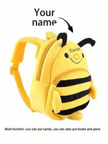 Custom Name Children Backpack, Cartoon Animal Backpack, Personalized Name School Bag, Cute Bee Children's Gift, Kindergarten School Bag, School Storage Bag, Stationery Storage Bag, Student Supplies, Kindergarten Supplies, Cartoon Backpack, Gift, Birthday Gift, Back To School Gift, New Year Gift, Boy Gift, Girl Gift