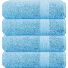 Ultra Soft 8-Piece Towel Set -% Ring Spun Cotton, 2 Oversized Bath Towels 27x54, 2 Hand Towels 16x28, 4 Wash Cloths 13x13 - Daily Use, Hotel & Spa - Olive Green, Luxury Towel Set - Sky Blue - 查看 1