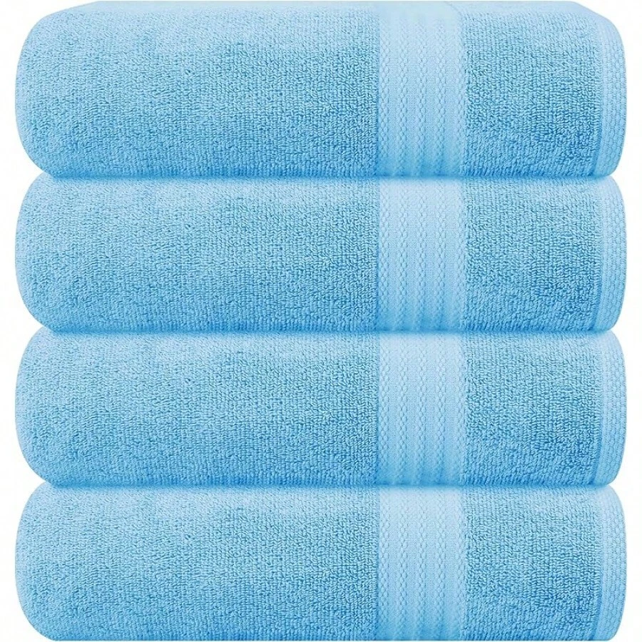 Ultra Soft 8-Piece Towel Set -% Ring Spun Cotton, 2 Oversized Bath Towels 27x54, 2 Hand Towels 16x28, 4 Wash Cloths 13x13 - Daily Use, Hotel & Spa - Olive Green, Luxury Towel Set - Sky Blue - 查看 1