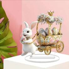 1 pezzo Decorazione in acrilico 2D di coniglio di Pasqua e uova su base, decorazione per casa, caffè, ufficio, tema Pasqua, ideale come regalo per vacanza o compleanno