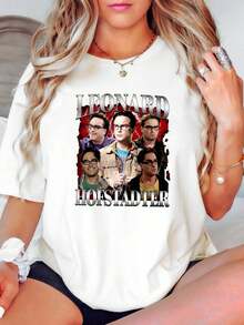 100% Cotton Limited Vintage Leonard Hofstadter T Shirt SweaT Rock Style Bootleg Soft For Women Fashion Comfortable Top For Everyday Wear Summer Breathable Homme Stretched Stylish Versatile Casual Print Round Neck Short Sleeve Streetwear Graphic Designer Clothes Slightly Unisex - White - View 1
