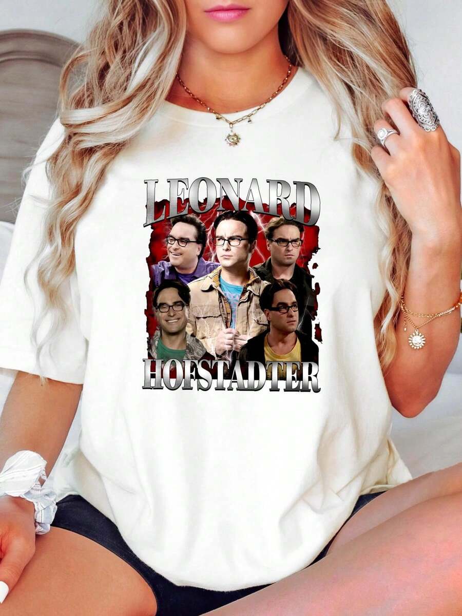 100% Cotton Limited Vintage Leonard Hofstadter T Shirt SweaT Rock Style Bootleg Soft For Women Fashion Comfortable Top For Everyday Wear Summer Breathable Homme Stretched Stylish Versatile Casual Print Round Neck Short Sleeve Streetwear Graphic Designer Clothes Slightly Unisex - White - View 1