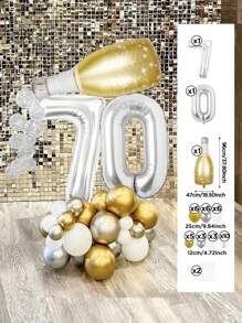 42pcs/Set 32-Inch Silver Foil Mylar Balloons Number Decor Kit For 18th, 20th, 21st, 30th, 40th, 50th, 60th, 70th, 80th Birthday Party, Giant Champagne & Beer Shaped Foil Balloons, 5-Inch Pearl White Bubble Balloons And 10-Inch Gold/Silver/White Balloon Bases, Create A Lively Birthday Party Celebration For Men, Suitable For Various Birthday Occasions - Multicolor - View 19