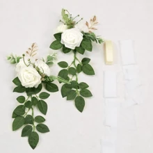 Wedding Aisle Decorations For Wedding Ceremony Pew Flowers For Church Chair Decorations Party Decor With Artificial Flowers Eucalyptus And Ribbons White Gifts Birthday Graduation Birthday Decorations Party Decorations Bachelorette - Multicolor - View 8