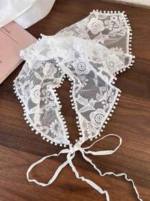 1 件白色花卉蕾丝钩针编织女式头带，复古风格三角形发巾头巾，适合旅行和拍照，发饰，头巾头带，发带秋冬发带，适合度假装女士