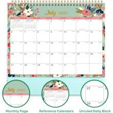 Desk Calendar 2025-2026 - Standing Flip 2025-2026 Desktop Calendar With Thick Paper, 9.8" X 8.3", Jul. 2025 - Dec. 2026, Memo Pages + Twin-Wire Binding + Unruled Blocks - Green And Pink - 8 英吋寬 x 9 英吋高 - 查看 3