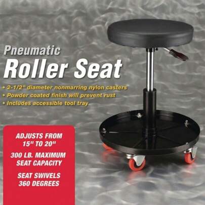 Workshop Stool Adjustable Height Rotating Garage Seat Working Chair With Tray