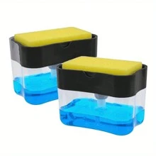 1pc Automatic Liquid Soap Dispenser With Sponge Brush For Kitchen Cleaning, Dish Washing Liquid Holderbathroom Decor Summer - Multicolor - View 3