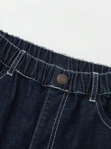 Balabala Boys' Stretchy Denim Pants, Stylish And Comfortable Springwear - Denim Dark Blue - View 4