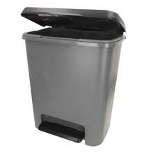 Curver Cubo de basura Compatta 25L gris, diseño compacto y ancho, ideal para cocinas o baños pequeños, soporte para bolsas, base extraíble, pedal removible para apertura higiénica, medidas 38x28x43 cm ✅ Entrega 24/48h a España (península)