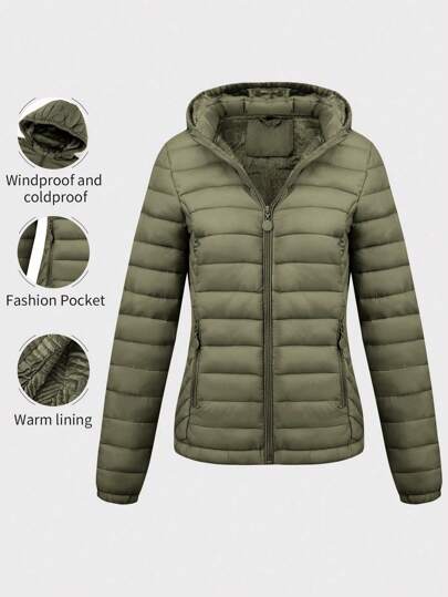 Risissida 女士极简户外夹克，适合秋季穿着，带帽和口袋，适合通勤和休闲穿着，女士冬季外套