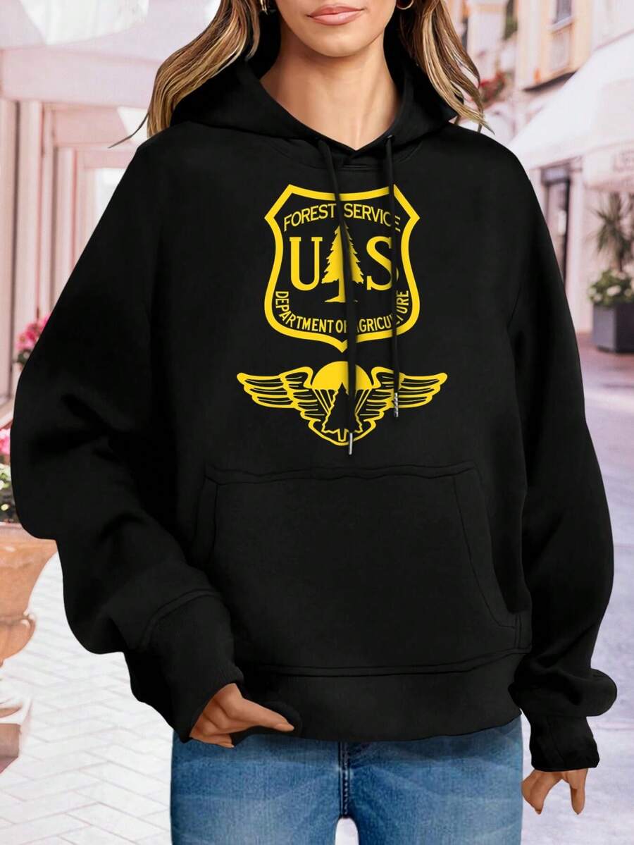 Women's US Forest Service Sweatshirt T-Shirt Official Apparel Hiking Camping Outdoors - Negro - Ver 1