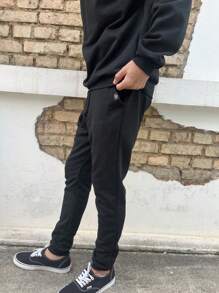 Sweatpants - Jogger, Cotton (50%) And Polyester (50%) With 250 Grams. - 黑色 - View 3