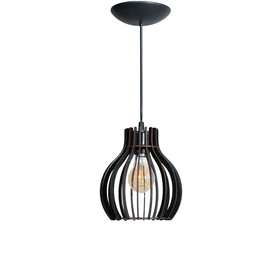 Round Wood Luxury Ceiling Chandelier Lamp Pendant Living Room Kitchen Wall Light - 黑色 - 查看 1