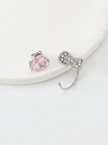 Cute Bowknot Heart 316L Stainless Steel Annular Ear Bone Nail Fashion Delicate Zirconia Earring For Girl Y2K Punk Jewelry - Multicolor - View 4