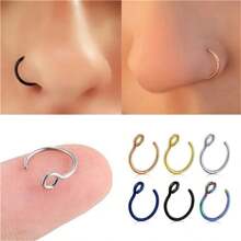 SENLANSP Set de 6 clips/anillos nasales simples de acero inoxidable sin perforación, regalo perfecto de joyería nasal para fiestas y festivales