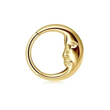 SENLANSP 1-3 pièces Anneau de septum, anneau de nez, anneau de lèvre, spirale d'hélix d'oreille, bijoux de piercing corporel de style européen en acier inoxydable 8/10mm avec design de lune et d'homme âgé, convient comme cadeau de vacances - boucles d'oreilles - Voir 18