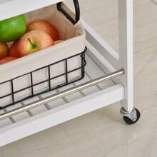 HOMCOM HOMCOM 3-Tier Home Trolley Kitchen Storage Cart W/ Steel Bars 4 Universal Wheels Rolling Unit Organiser Living Room White
