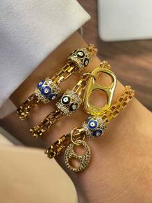 1 pièce Stylever Bracelet à pendentif œil de diable, bracelet perlé, chaîne en acier inoxydable pour les femmes et les filles