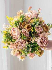 1pc/3pcs Romantic Silk Peony& Hydrangea Bouquet Artificial Flowers Centerpieces,Plastic Flowers Handheld Flower Arrangement For Wedding/Home/Bedroom/Living Room/Table Decoration/Bride's Bouquet/Mother's Day