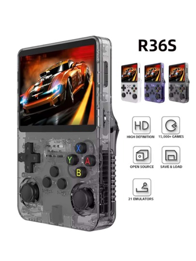 Console Portátil R36S + de 15.000 Jogos Vídeo Game 64g Linux Tela IPS 3.5 Polegadas