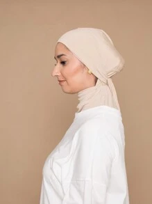 1件女士阿巴雅配饰纯色拉法帽，带系带，弹性透气舒适吸汗带，多功能运动头带，适合日常生活、运动、瑜伽、健身和时尚穿搭。