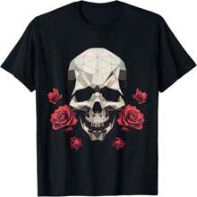 Skull Flowers Art Polygon Graphic Motif Skull T-Shirt