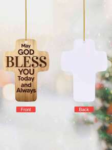 1 件上帝祝福十字形亚克力 2D 吊坠、汽车装饰、庭院装饰、派对装饰、房间装饰、钥匙链背包吊坠、宗教装饰 - 咖啡棕 - 查看 9