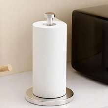 Black Tissue Holder Countertop, Independent Tissue Dispenser, Kitchen Roll Holder, Stainless Steel Tissue Roll Holder With Weighted Base In Kitchen And Bathroom - Silver - View 1