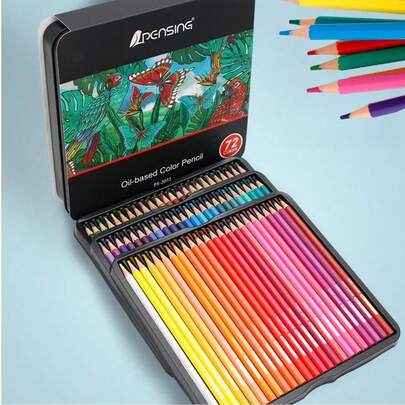 1 Tin Box Of 36pcs Or 72pcs Colored Pencils, Soft Lead Pencils, Multi-Color, Art Pencils, Oil-Based Pencils, For Students, Beginners, Artists, Professionals, Colorists, Painters, Drawing, Coloring, Sketching, Writing, Back To School Supplies, Christmas Gifts, Easter Gifts, Back To School Gifts, Holiday Gifts, Birthday Gifts, Art Supplies, Drawing Supplies, School Supplies