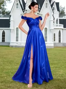 ADYCE 1 件露肩 3D 花卉高腰系带宴会晚礼服、婚礼宾客礼服、正式礼服