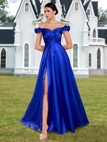 ADYCE 1 件露肩 3D 花卉高腰系带宴会晚礼服、婚礼宾客礼服、正式礼服