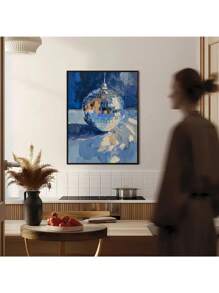 1 张海报热门蓝色墙壁艺术迪斯科舞厅家居装饰印刷少女柔软学院风多巴胺帆布画礼物无框架 - 彩色 - 查看 6