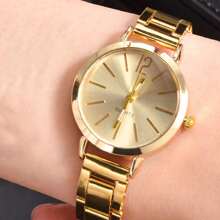 1pc Graduation Digital Small Disc Girls Steel Strap Watch And 1pc Bracelet Jewelry Set For Ladies - Gold - View 2