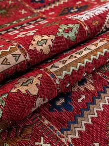 1pc Bohemian Style Geometric Embroidery Sofa Cover, Modern Couch Protector Against Cat Scratching, Suitable For Bedroom, Office, Living Room, All Seasons - Red - View 10