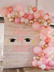 Ensemble de décalcomanies brillantes Classe de 2025 pour la décoration de la fête de remise des diplômes, sticker mural en papier doré et noir pour la fête de remise des diplômes