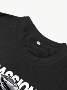 Lonblece 男士摩托车图案印花无袖背心，运动元素，适合日常休闲穿着，春夏 - 黑色 - 查看 5