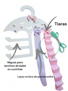 Porta laços de bebê, Organizador de faixinhas, Laços e Tiaras  Cabide personalizado chuva de amor em MDF.